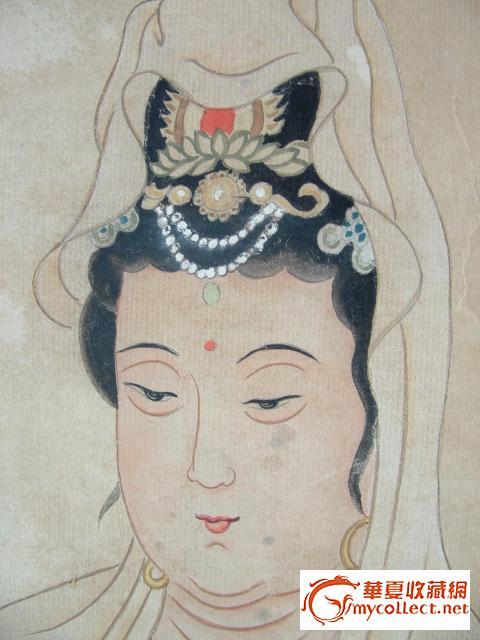 ◢焱煌轩◣著名工笔画大师刘凌沧观音像挂轴-