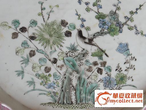 民国早期(1924)素三彩花鸟茶盘!_民国早期(19
