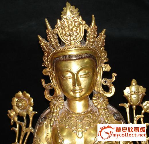 大清乾隆年制款 铜鎏金观音菩萨像