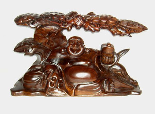 黑檀木摇钱树佛大摆件_黑檀木摇钱树佛大摆件