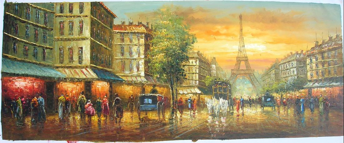 巴黎街景 油画_巴黎街景 油画价格_巴黎街景 油