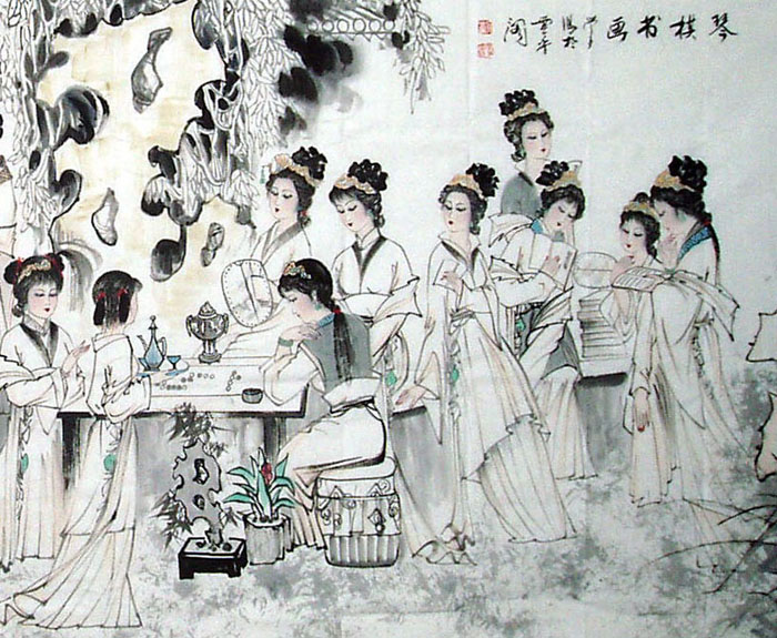 刘学多国画·八尺人物新作·琴棋书画
