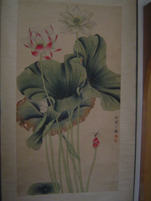 工笔荷花白描