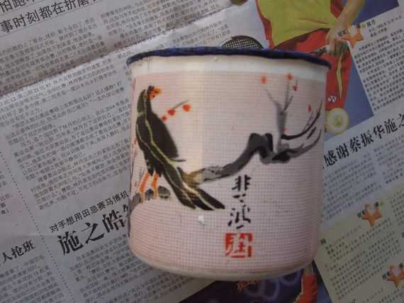 悲鸿国画喜上梅梢搪瓷杯_悲鸿国画喜上梅梢搪