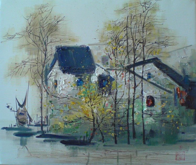 梦里水乡 创作油画- 梦里水乡 创作油画价格- 梦