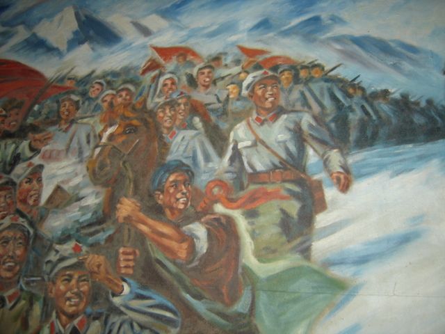 雪山油画文革美女《*带领红*过时期》视频大副紧身衣图片