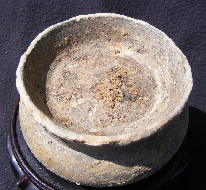 地皮--精品良渚陶器 良渚文化.灰陶阔腹小盂(真