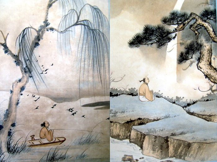 老一代画家---刘子久册页《诗配画山水》