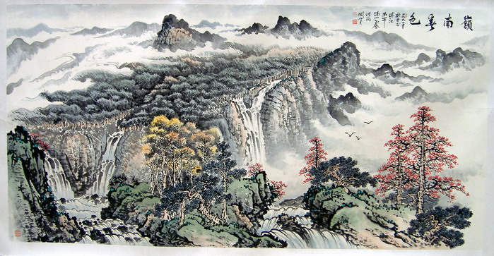 国画大师---关山月巨幅山水精品《岭南春色》