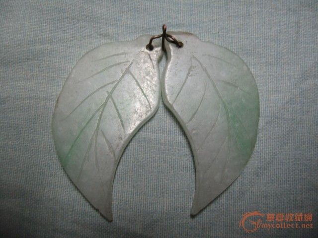 刚收清代树叶形翡翠耳环一对 喜欢的赶快_刚收