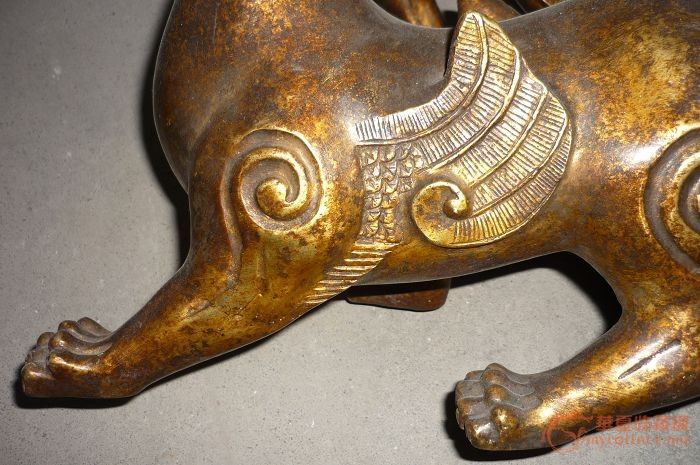 铜制漂金 辟邪神兽一对_铜制漂金 辟邪神兽一