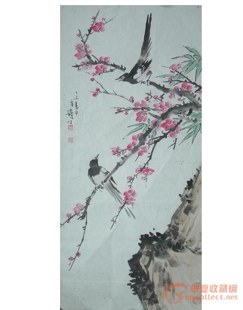 ◢焱煌轩◣著名画家王雪涛喜鹊登梅花鸟画画芯