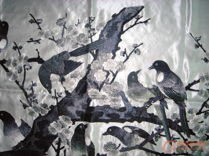 大名绣湘绣苏绣老绣品老刺绣收藏精品-墨绣月