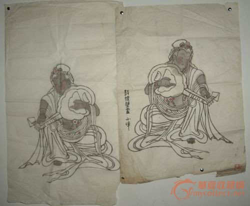 字画交易 山东著名女画家王小辉的两幅人物写