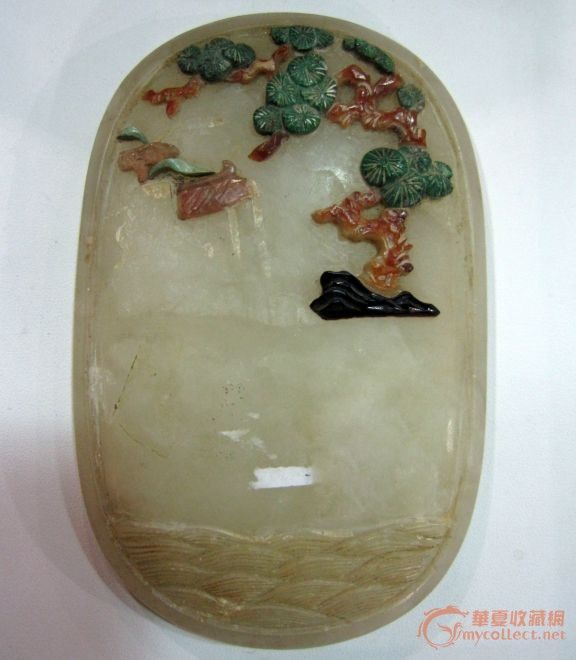 !清 镶嵌宝石 如意 玉瓦子 !上海*商店旧藏!_!清