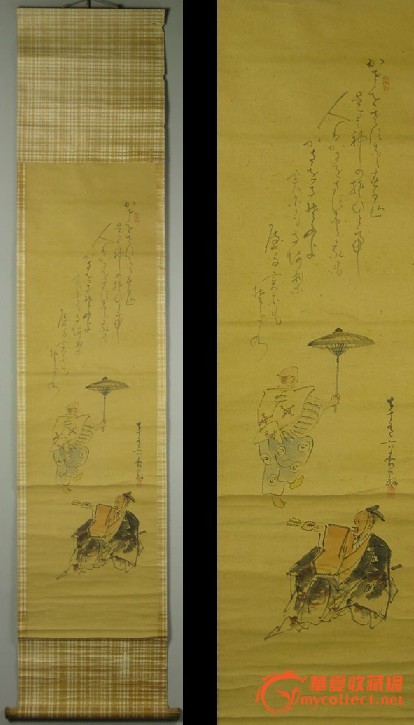 清代日本知名画家长泽芦洲手绘人物画原作《古