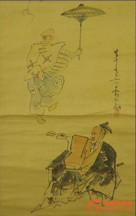 清代日本知名画家长泽芦洲手绘人物画原作《古