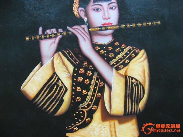 4149油画-吹笛子的女子(11)-4149油画-吹笛子