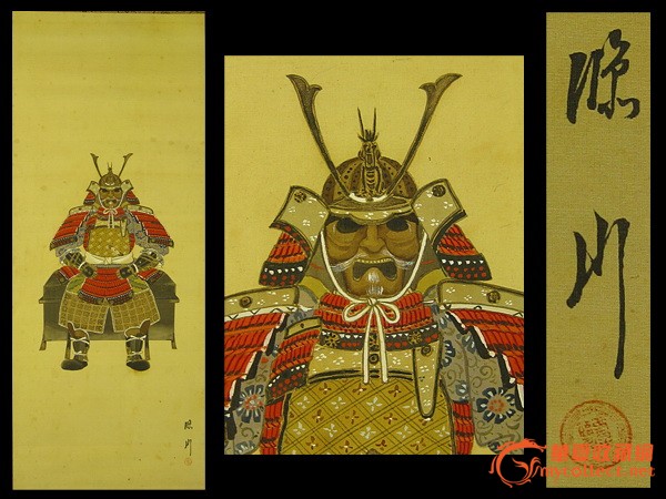 民国日本画家晾川手绘原作《铠甲武士图》绢本