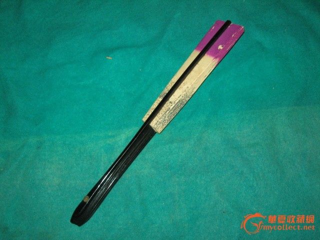 日本昭和时期贵族家徽洒银纸老折扇