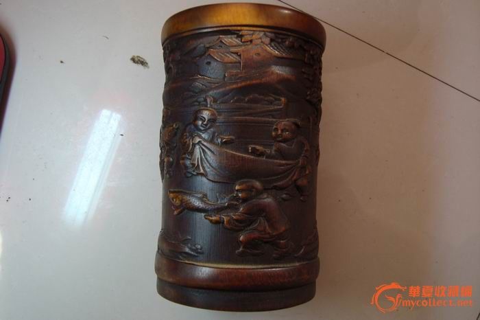 低价出一个雕工漂亮的竹子笔筒-04 毛泽东和毛