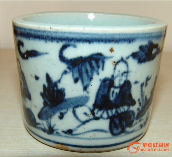 元末明初青花人物纹琴炉