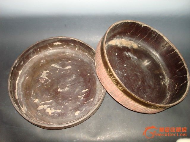 清代开门的麻胎描金龙果盒_清代开门的麻胎描