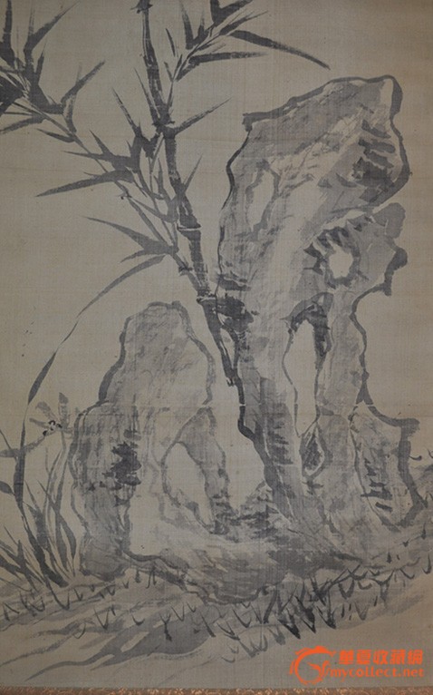 民国时期日本画家禾眉手绘水墨画《兰竹図》原