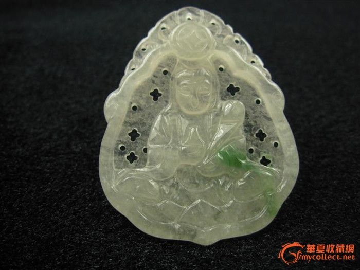 A货老冰种起荧高品质尊贵观音送福翡翠A货送