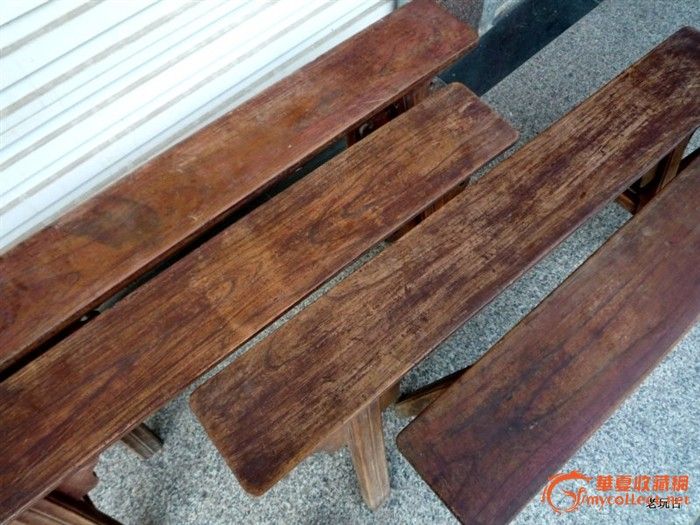 老榉木长条凳一套四只 八仙桌必备 老家具明清