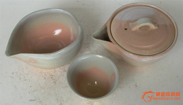 日本瓷器茶具原装进口荻峯作枇杷色玉露茶器 