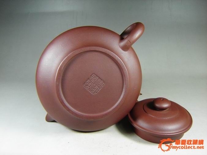 包邮特卖紫砂壶\/建伟早期作品\/260cc虚扁壶\/原