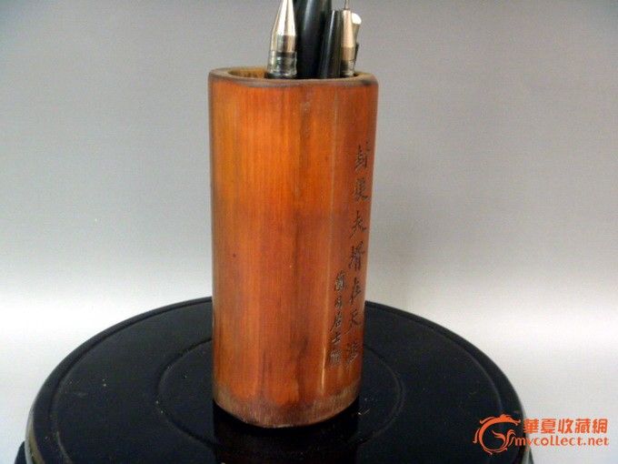 民国兰因居士竹笔筒 _民国兰因居士竹笔筒 价