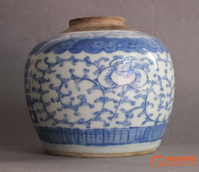 清中期青花喜字罐_清中期青花喜字罐价格_清中期青花