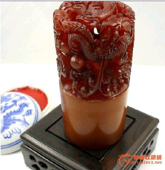 寿山石圆形九龙玉玺印章 金石篆刻 手工包刻 书