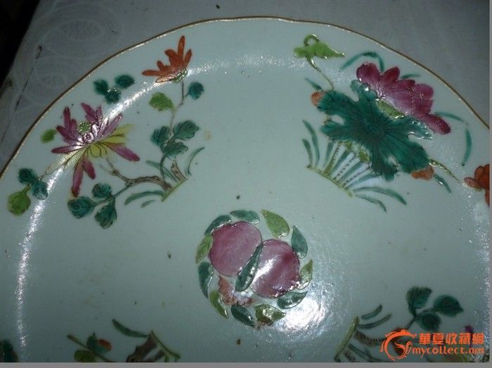 淸代五彩花卉盘-淸代五彩花卉盘价格-淸代五彩