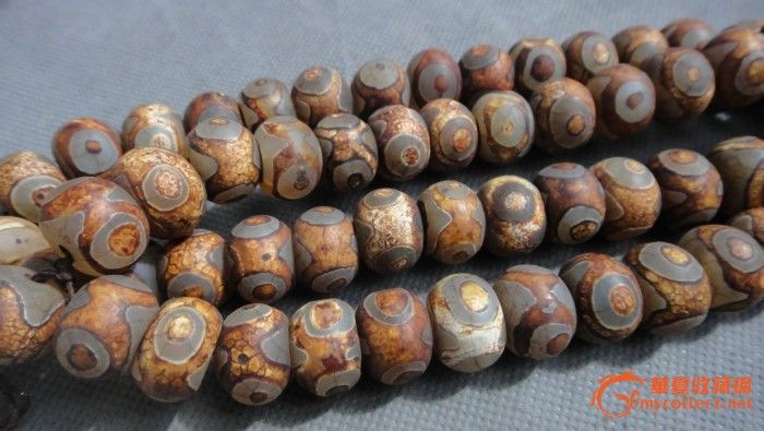 清代三眼老玛瑙天珠64颗-清代三眼老玛瑙天珠