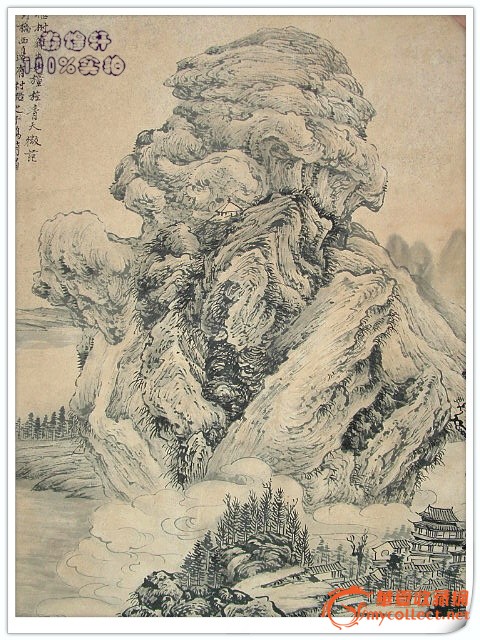 清代著名画家戴熙款山水画画心