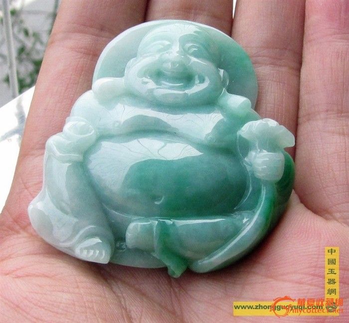 白地青种天然翡翠佛公_白地青种天然翡翠佛公