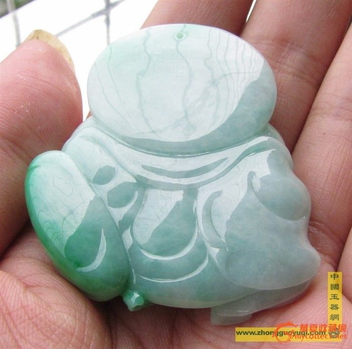 白地青种天然翡翠佛公_白地青种天然翡翠佛公