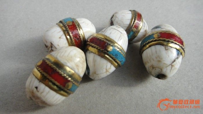 藏传老砗磲珠子五颗,漂亮亮好玩意_藏传老砗磲