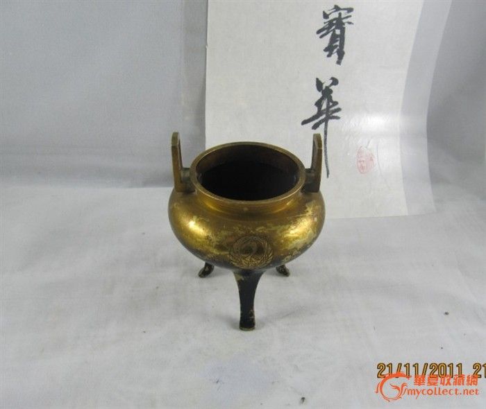 铜破烂之---日本团鹤纹香炉_铜破烂之---日本团