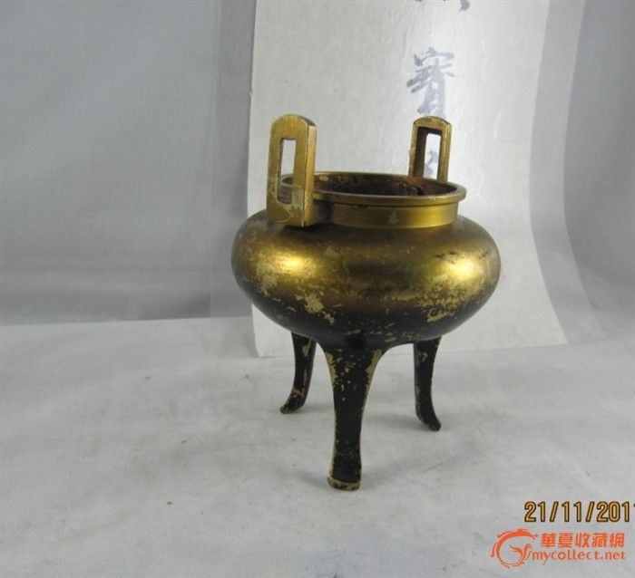 铜破烂之---日本团鹤纹香炉_铜破烂之---日本团