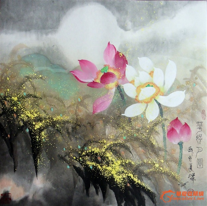 胡嘉梁国画作品-花好月圆