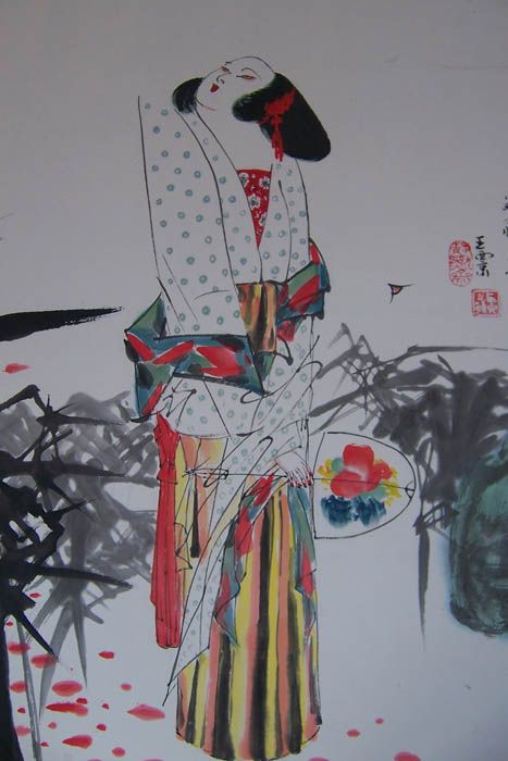 王西京 《仕女执扇图》 八尺大幅