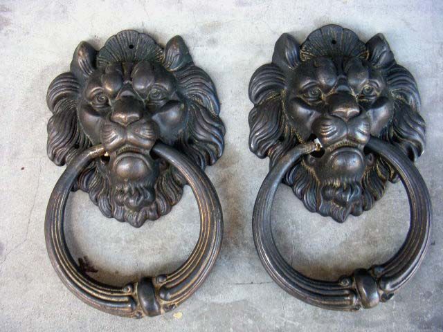 一对老铜狮子门护环_一对老铜狮子门护环价格_一对老铜狮子门护环图片