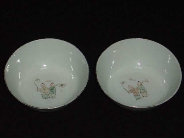 余远昌百子碗一对