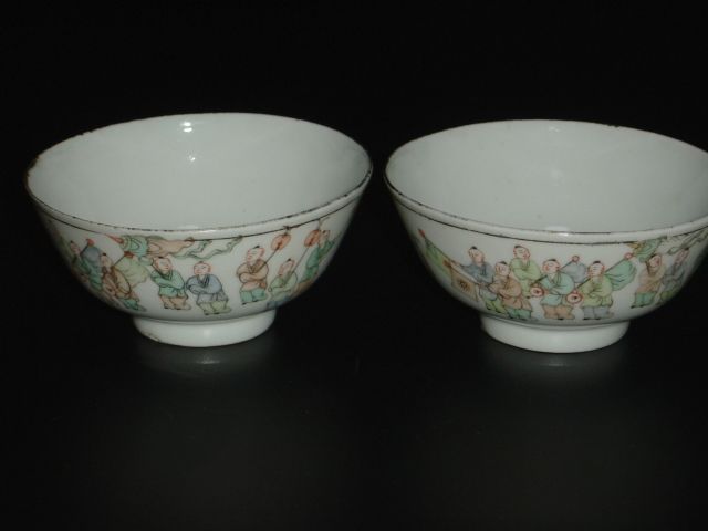 余远昌百子碗一对