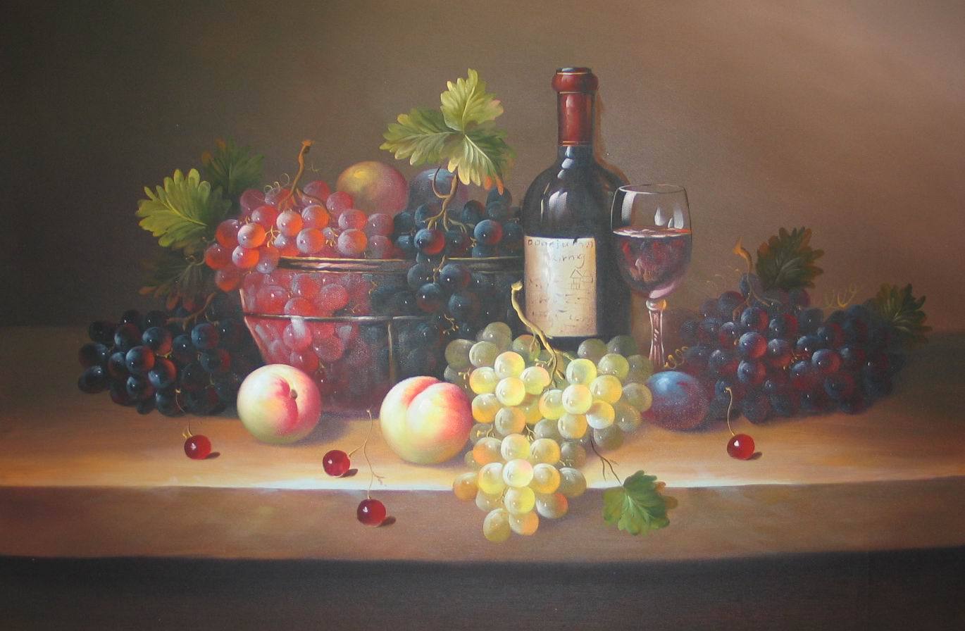 静物油画《葡萄美酒》91cmx60cm chalidong 信誉:151 280元 售况:已定