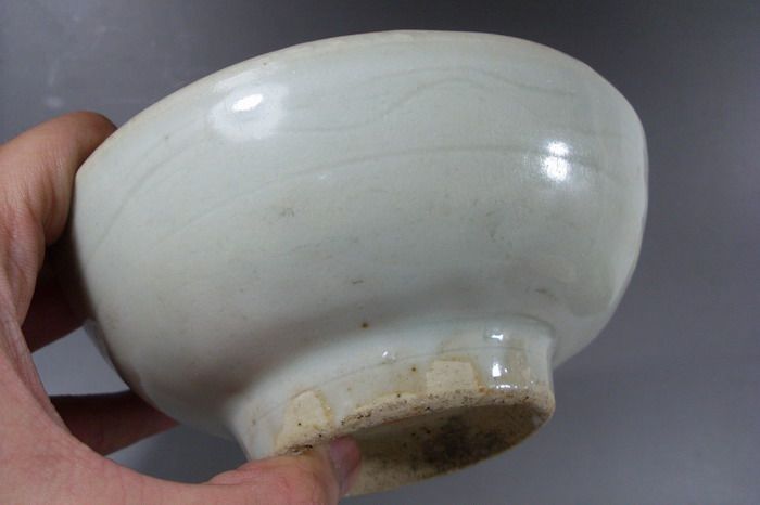 元代青白釉暗花纹碗 釉特好